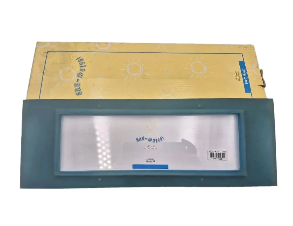 Sun-Mates Blue Acrylic 10x3 Photo Frame UNUSED JC Penney Home 13X5